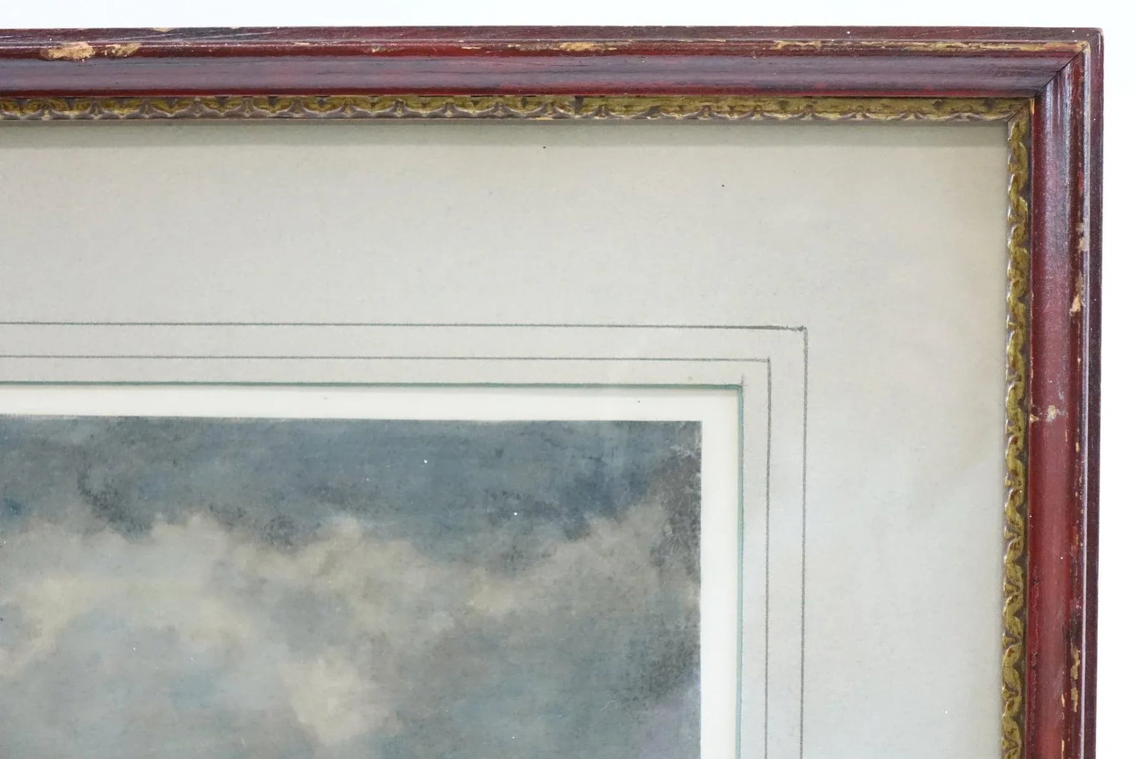 19th Century Print of Original Watercolor Painting Signed Moisonnier 1863, Framed - 2