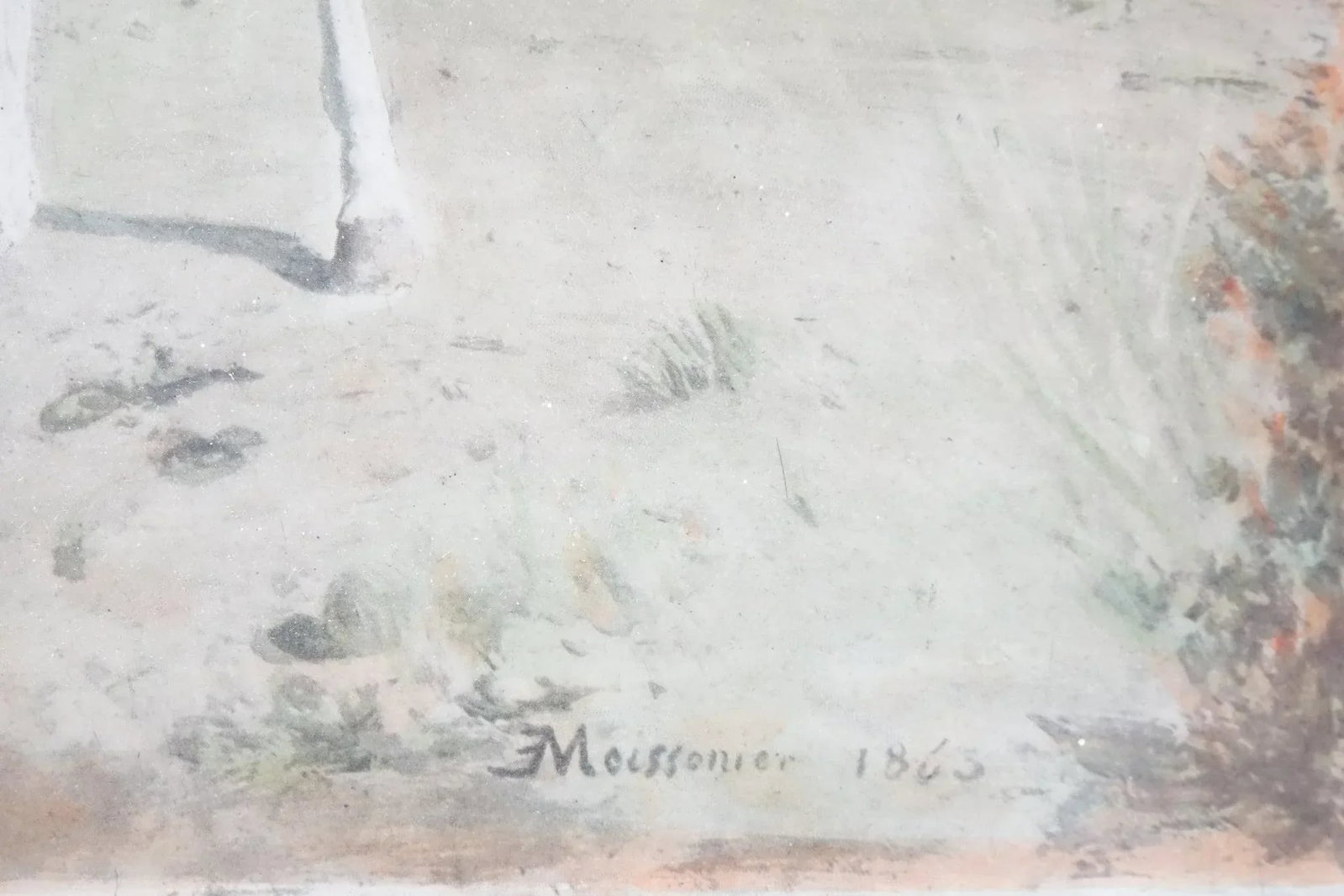 19th Century Print of Original Watercolor Painting Signed Moisonnier 1863, Framed - 4