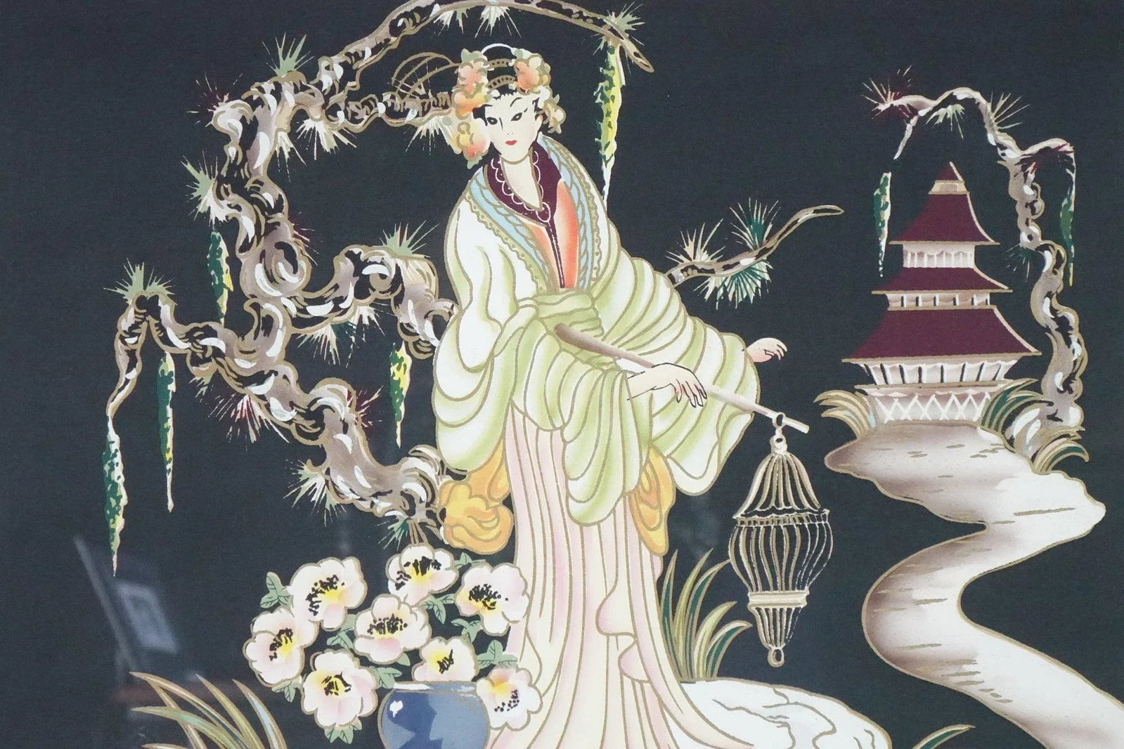 Late 20th Century Geisha Original Watercolor on Paper, Framed - 2