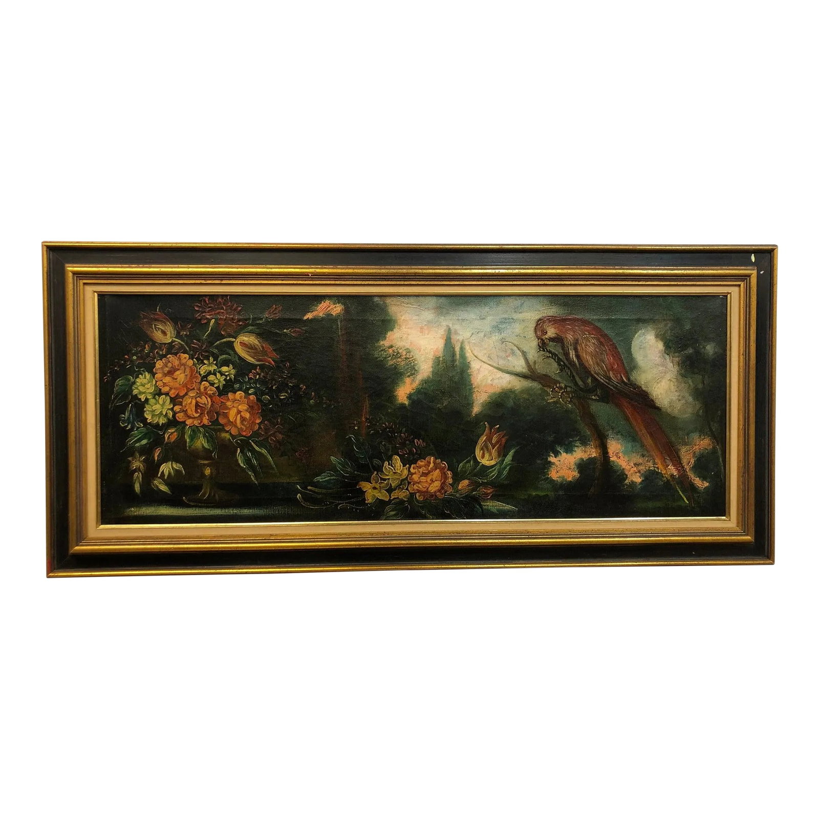 19th Century Original Oil Painting on Canvas Signed at the Bottom, Framed: 19th Century Original Oil on Canvas, Signed at the Bottom - 49" x 20" Wood frame, old original canvas. Oil painting. Condition: Alterations: Unknown Imperfections: Some Imperfections Condition Notes: