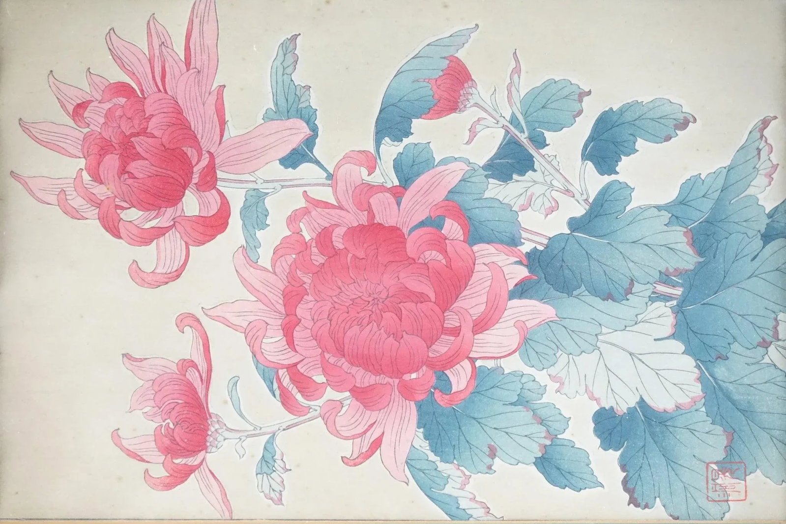 Late 20th Century Floral Painting on Paper Original Signed, Framed - 2