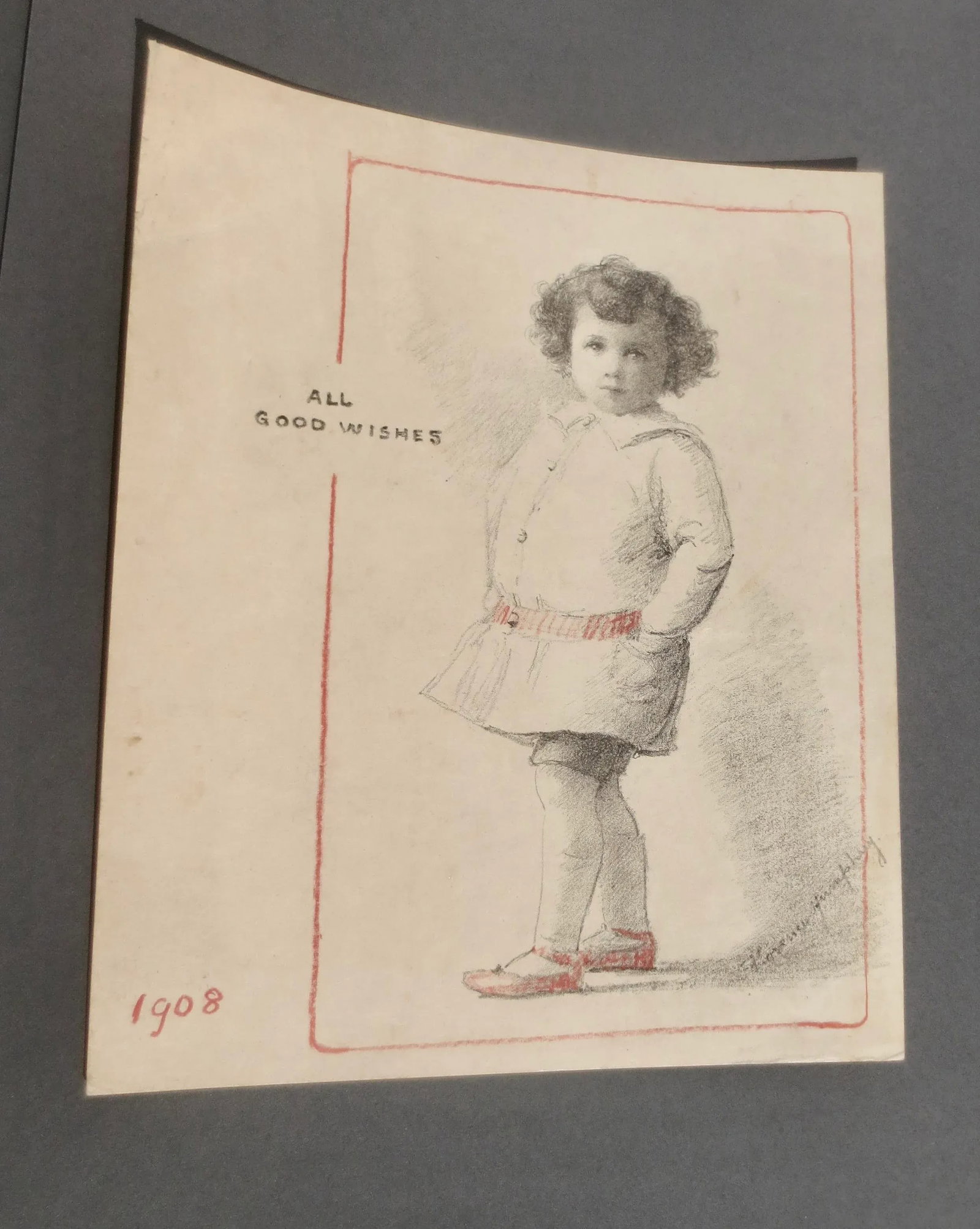 1908 Comemorative Drawing Signed Florence Humphreys - 2