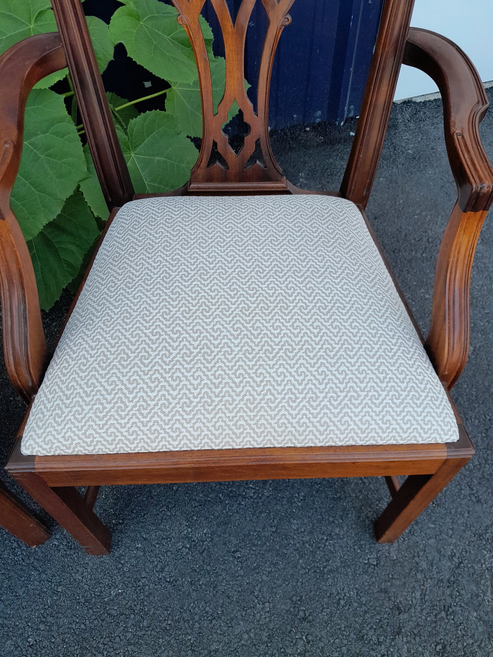 Pair of 1990s Chippendale Armchairs Newly Recovered in Greek Key Upholstery - 10