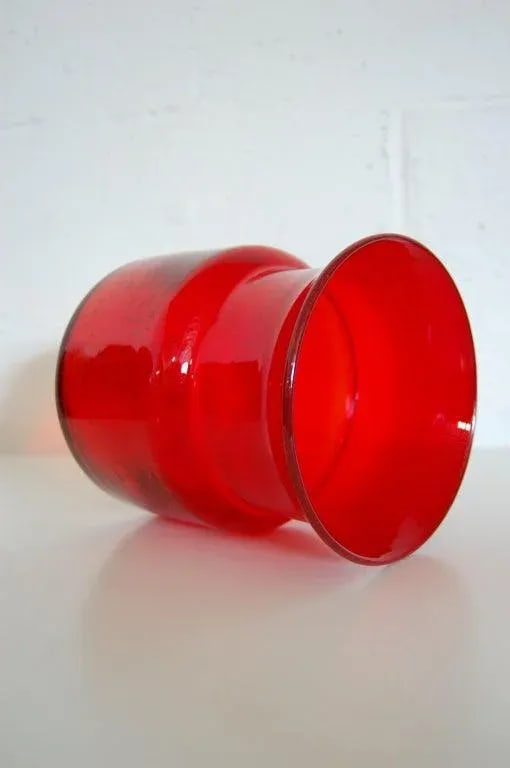 Vintage Erik Höglund Mid-Century Signed Ruby Red Art Glass Vase for Boda C. 1960s - 7
