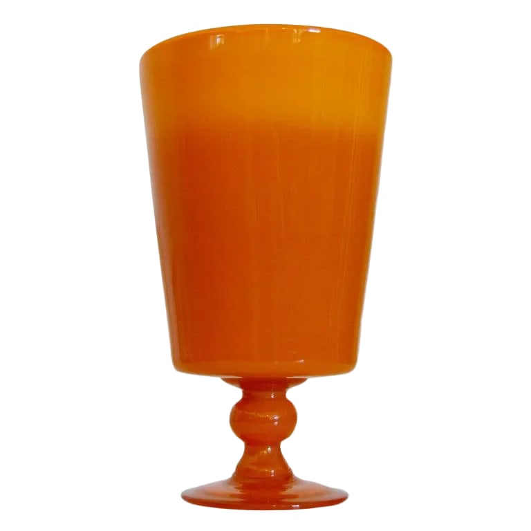 Erik Höglund Mid-Century Signed Orange Footed Art Glass Vase for Boda C. 1960s (1 of 8)