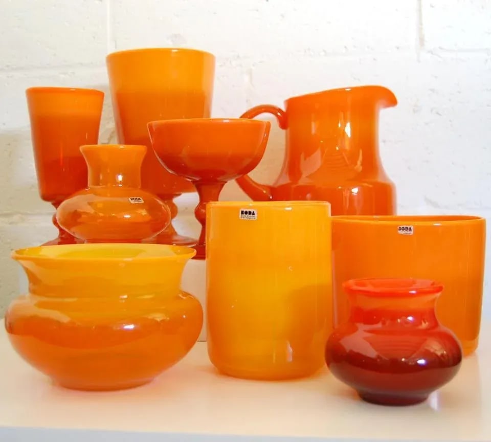 Erik Höglund Mid-Century Signed Orange Footed Art Glass Vase for Boda C. 1960s - 7