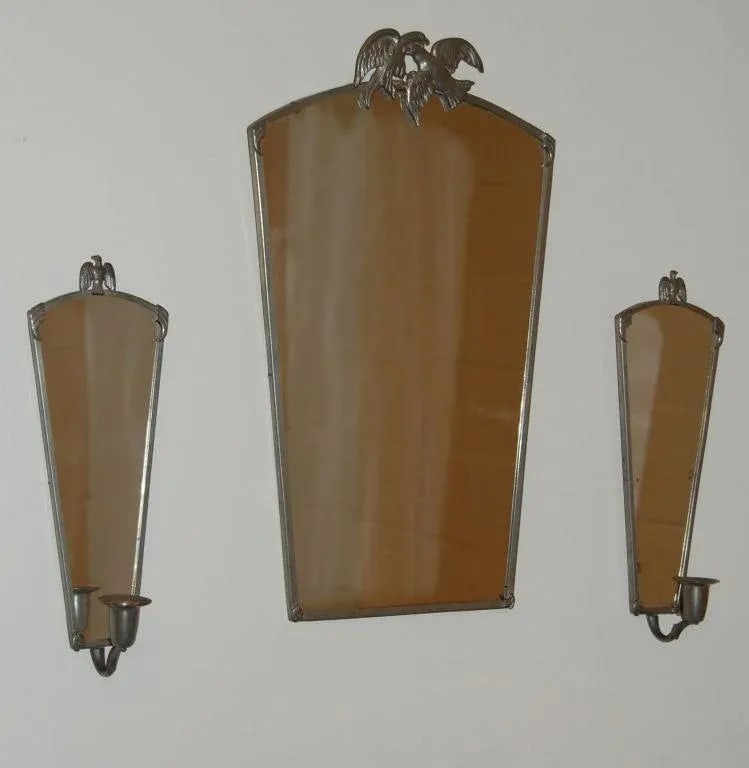 Vintage Swedish Pewter Eagle Mirror and Sconces by Svenskt Tenn - 2