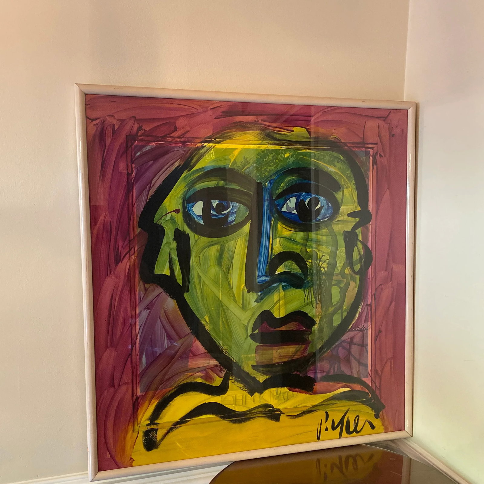 1970s Vintage Abstract Portraiture; Original Painting by Peter Robert Keil, Framed - 2
