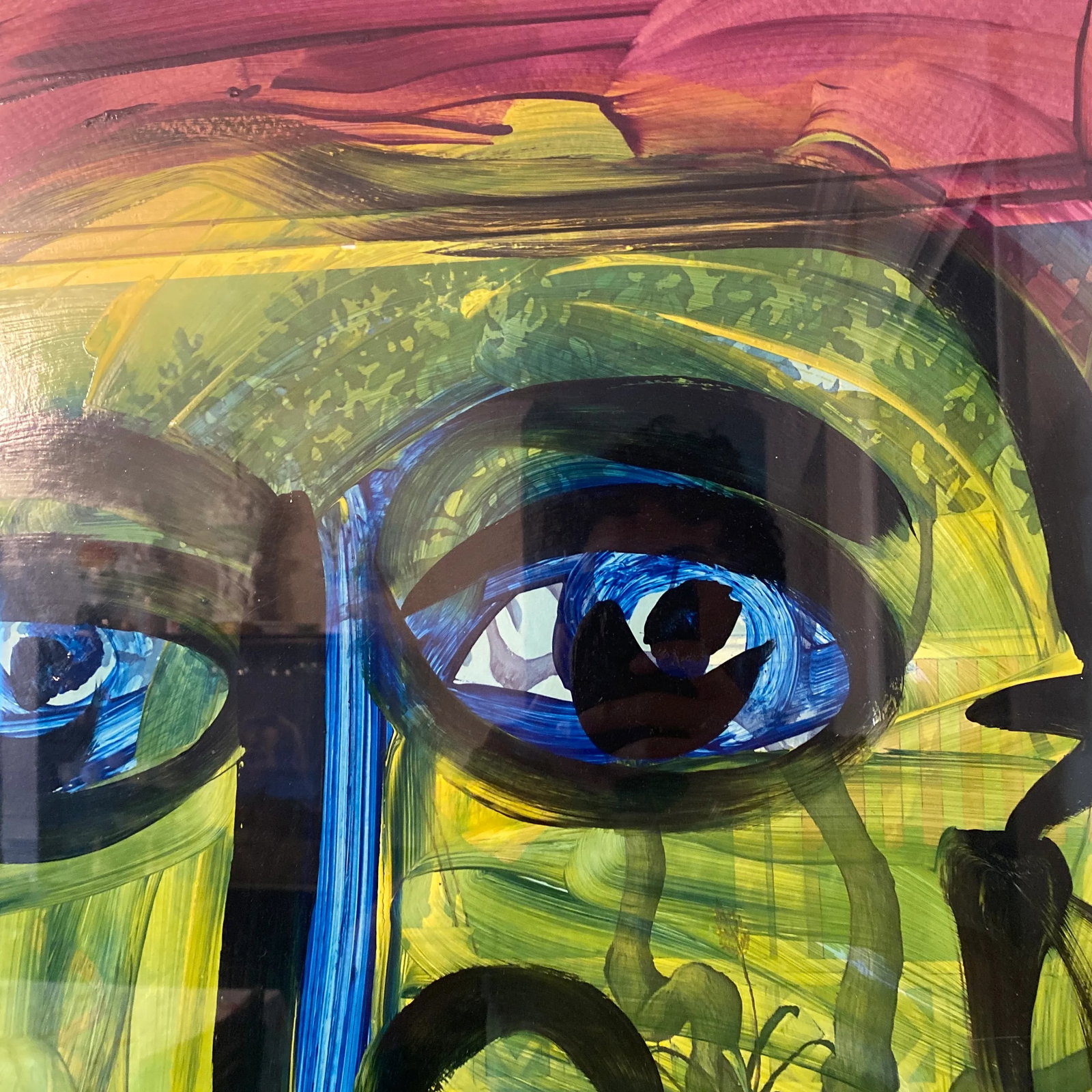 1970s Vintage Abstract Portraiture; Original Painting by Peter Robert Keil, Framed - 9