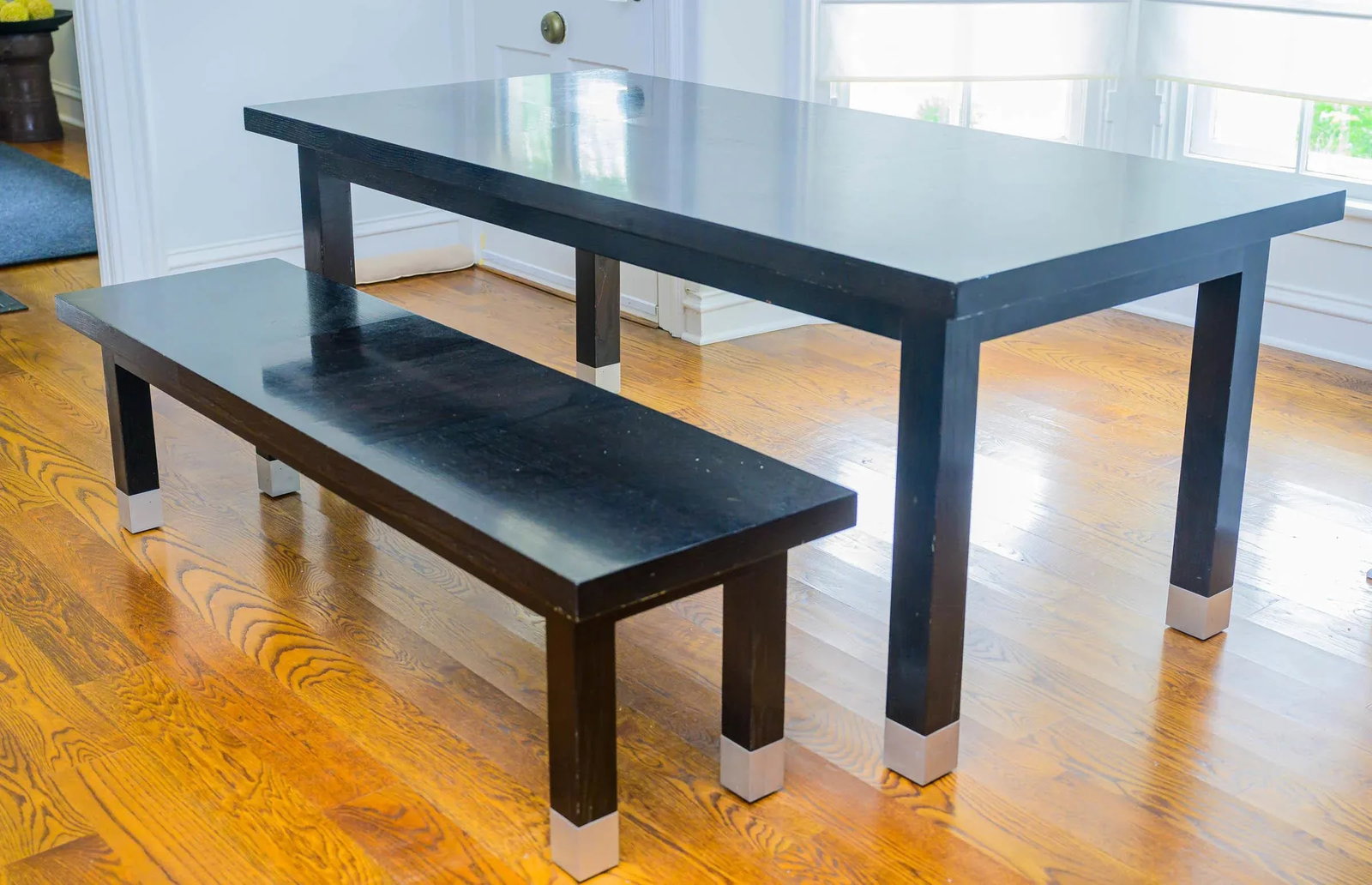 Contemporary Wenge Wood Dining Table With 2 Matching Benches - Set of 3 - 2
