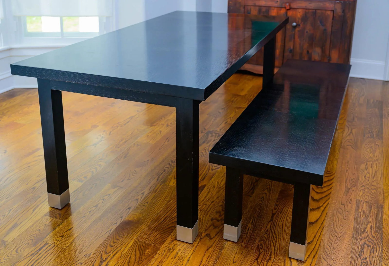 Contemporary Wenge Wood Dining Table With 2 Matching Benches - Set of 3 - 5