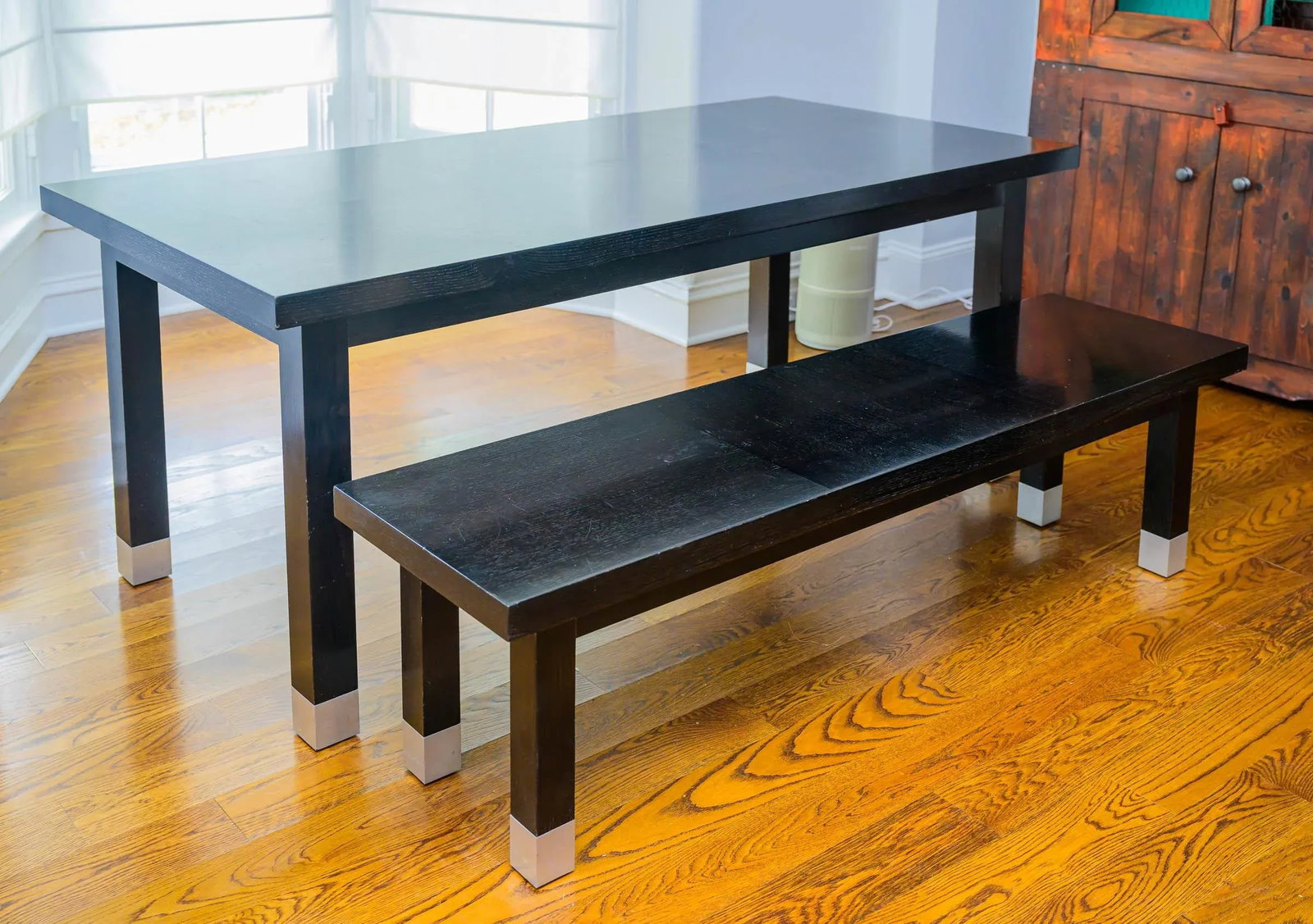 Contemporary Wenge Wood Dining Table With 2 Matching Benches - Set of 3 - 6