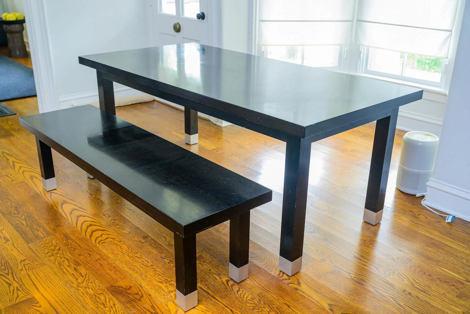 Contemporary Wenge Wood Dining Table With 2 Matching Benches - Set of 3 - 8