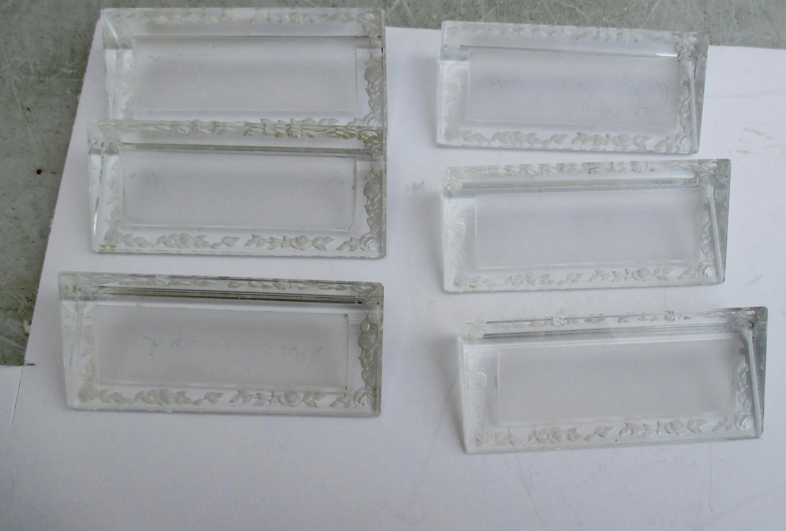 Vintage Lalique Crystal Place Card Settings - a Set of 6 - 2