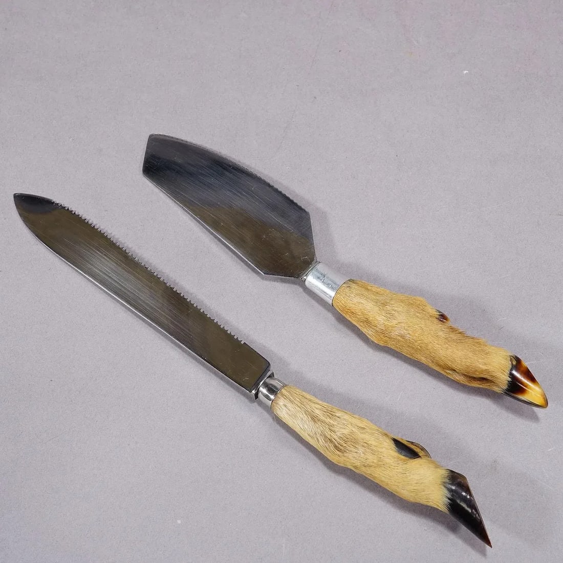 Antique Cheese and Butter Knives With Deer Handles, Circa 1950s - 2