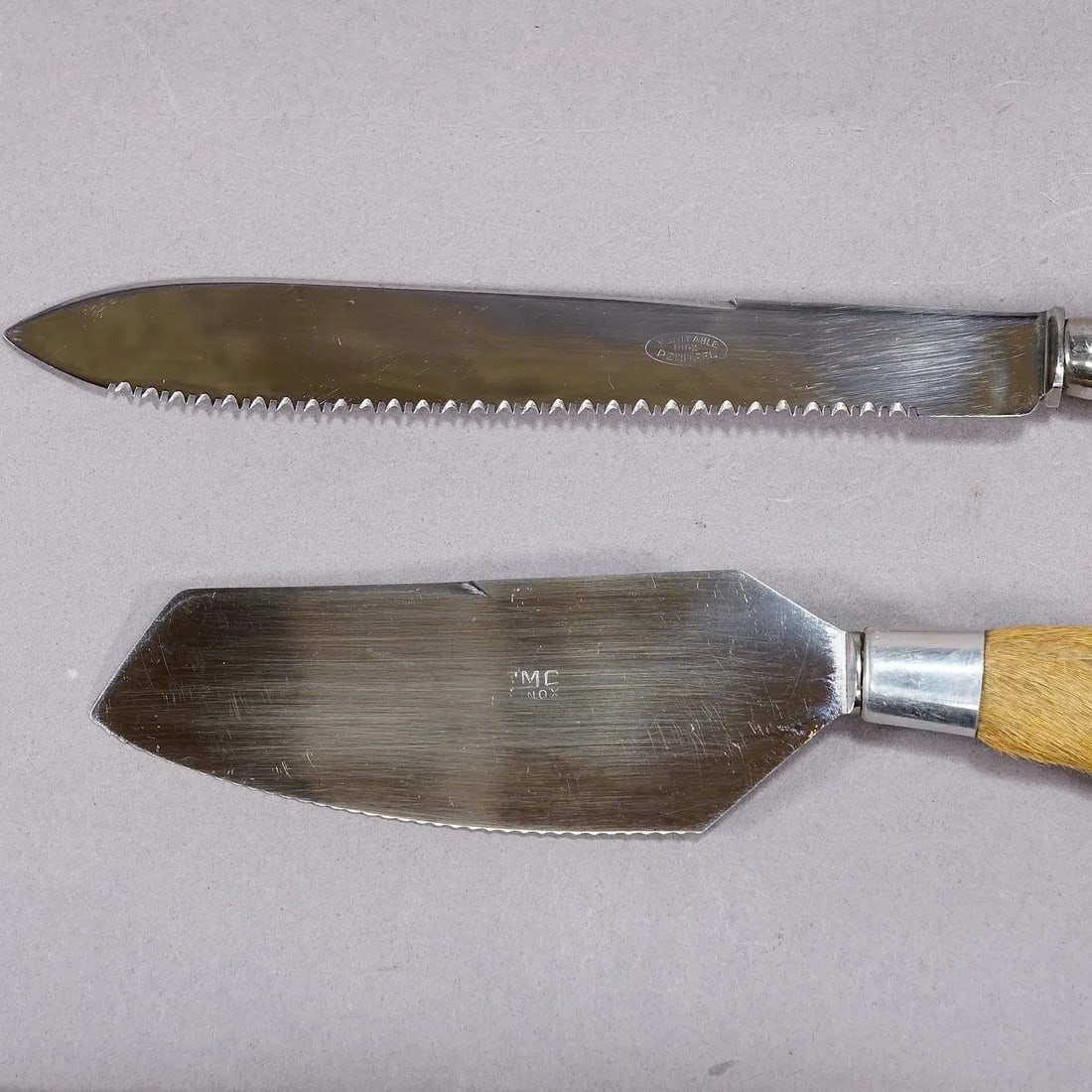 Antique Cheese and Butter Knives With Deer Handles, Circa 1950s - 5