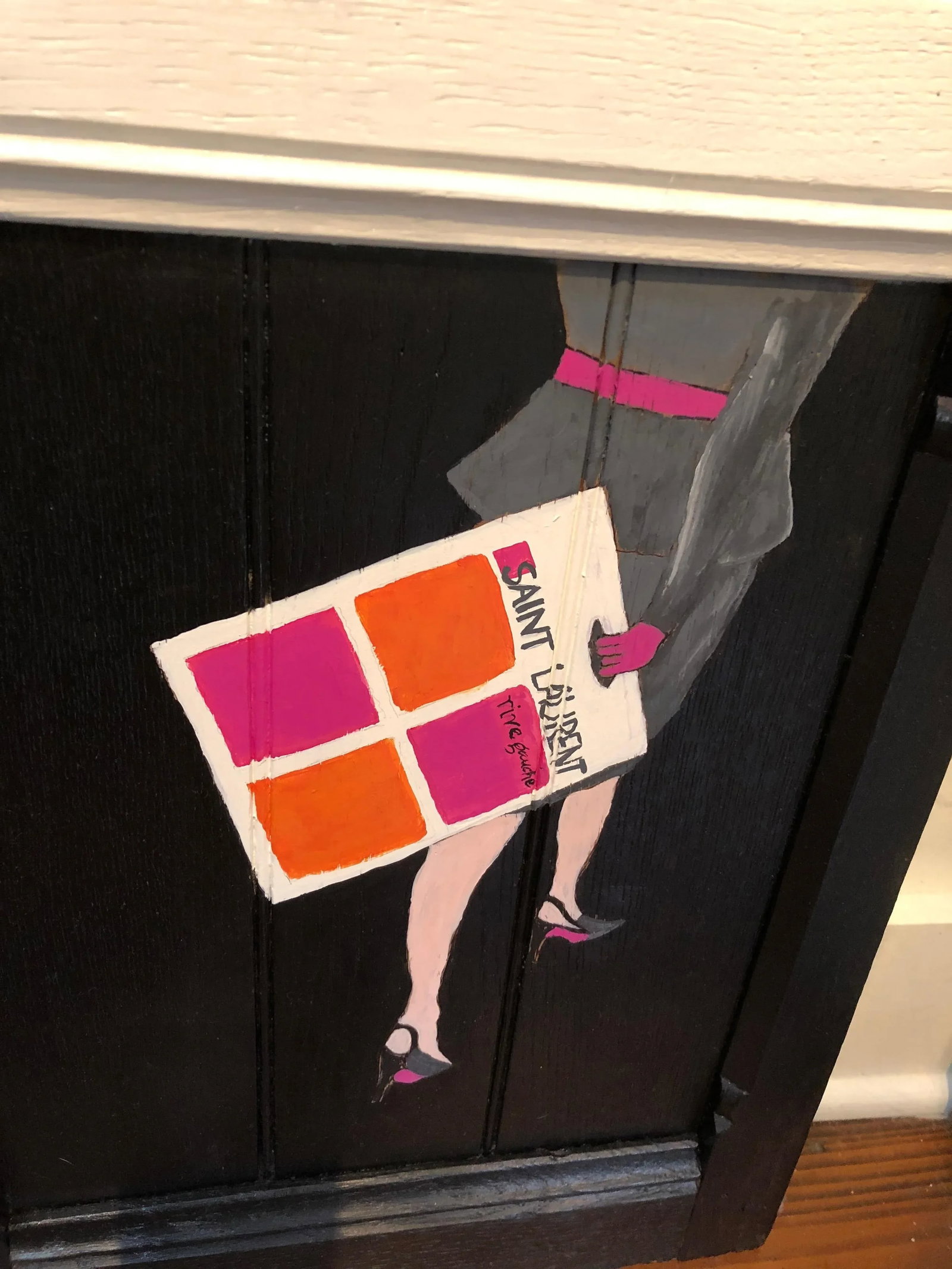 Original Contemporary Painting on Glass Homage to Yves Saint Laurent - 11