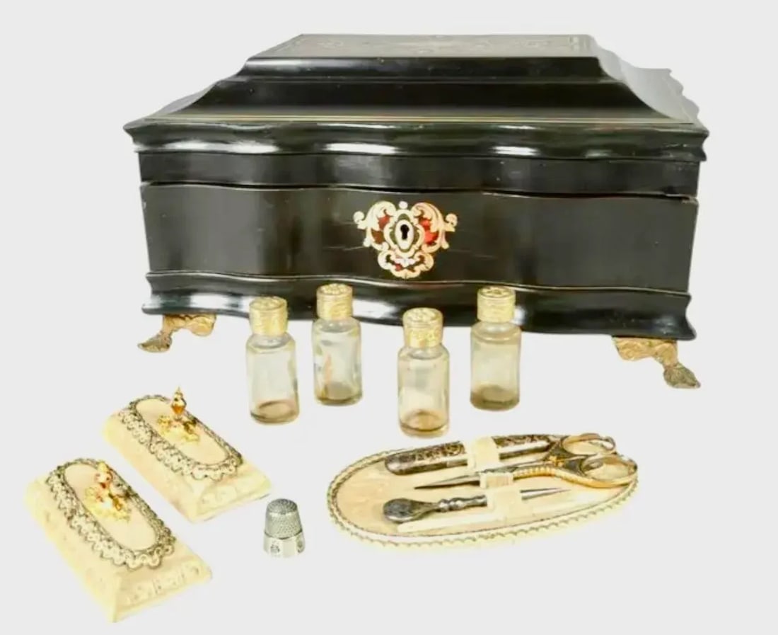 19th Century French Boulle Sewing Scent Necessaire Box - 6