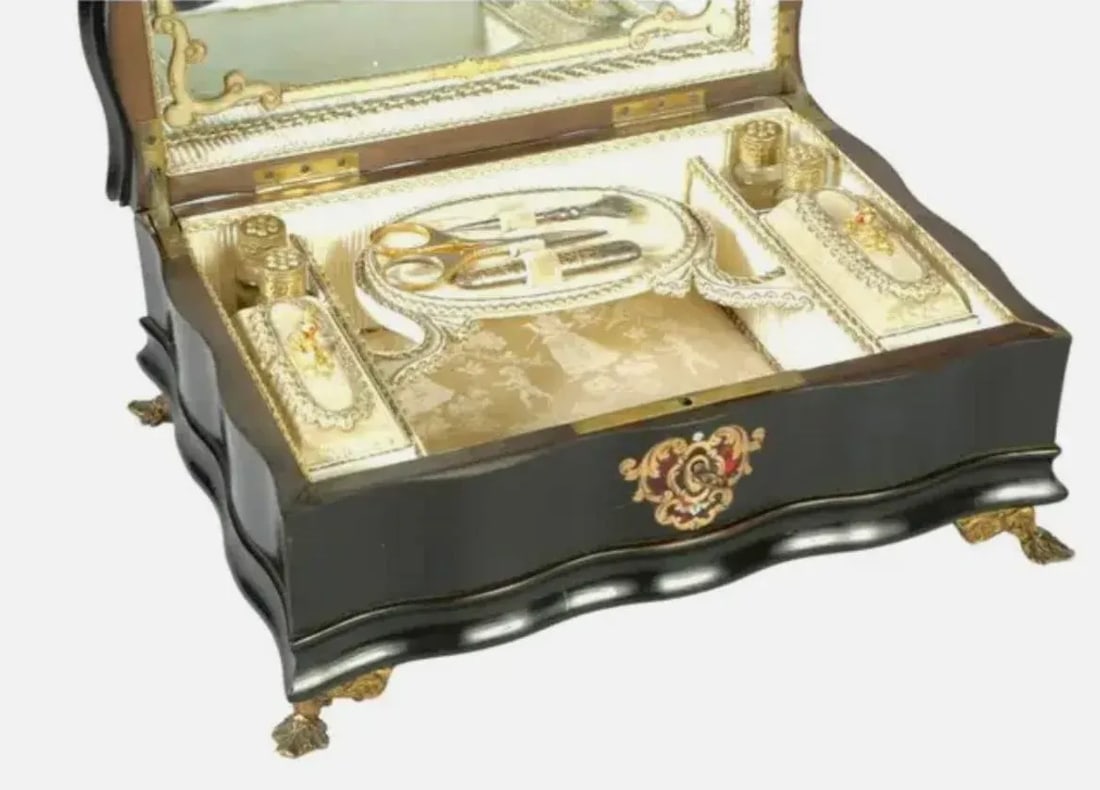 19th Century French Boulle Sewing Scent Necessaire Box - 8