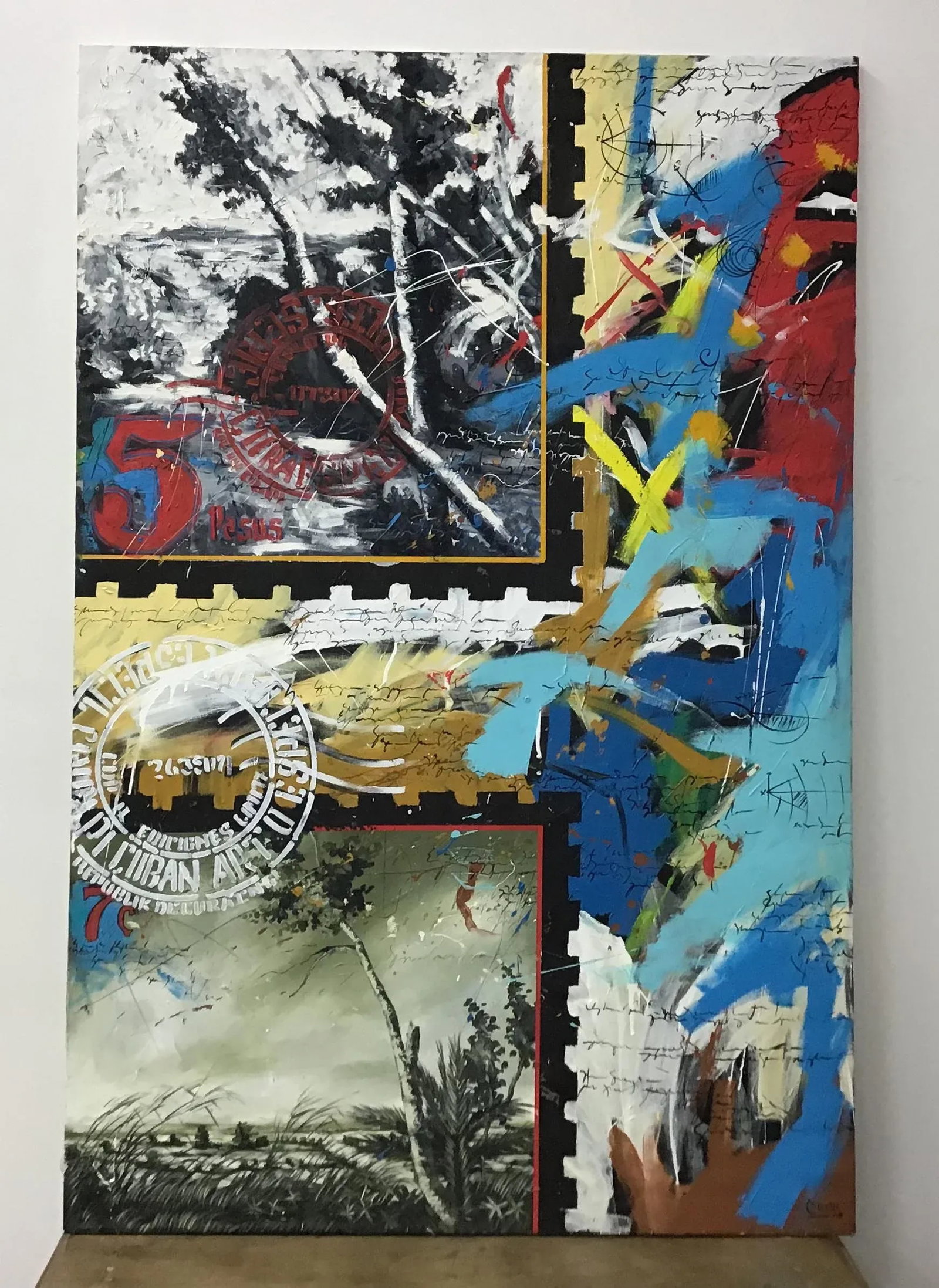 Large Abstract Oil on Canvas Painting, Signed - 10