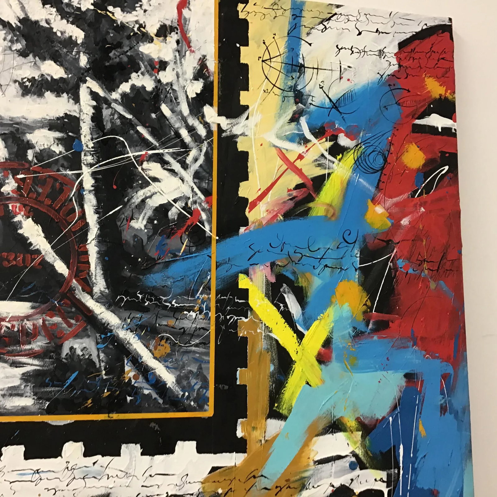 Large Abstract Oil on Canvas Painting, Signed - 4