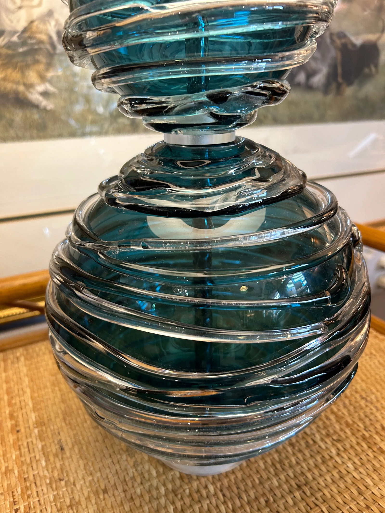 William Yeoward Designer Art Glass Alfie Jade Table Lamp - 2