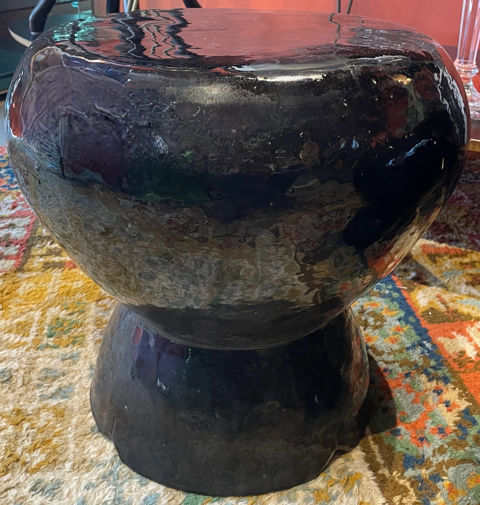 Pair of Black Ceramic Outdoor Stools by Made Goods - 3