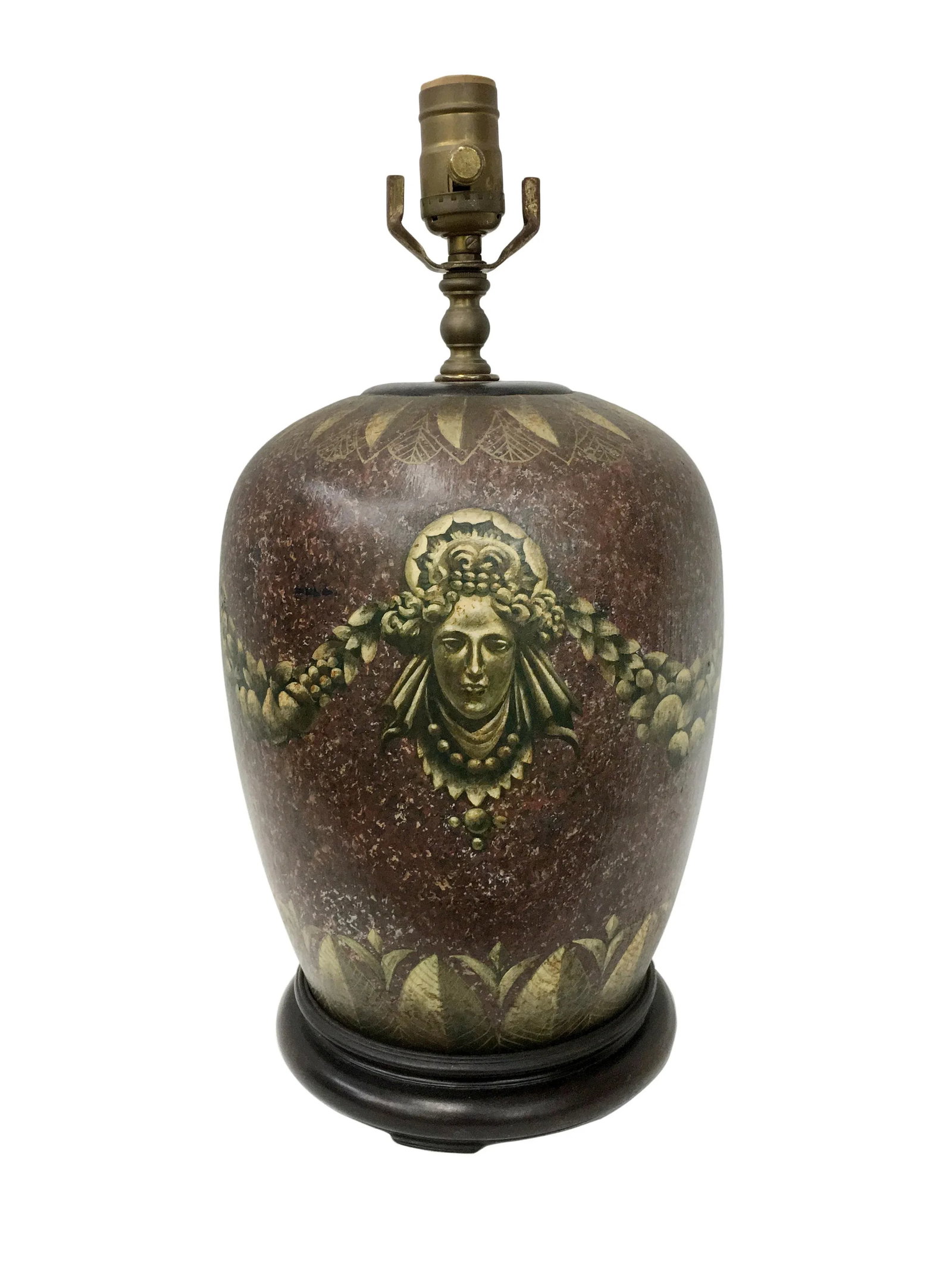 1980s Art Deco Hand Painted Porcelain Table Lamp - 4