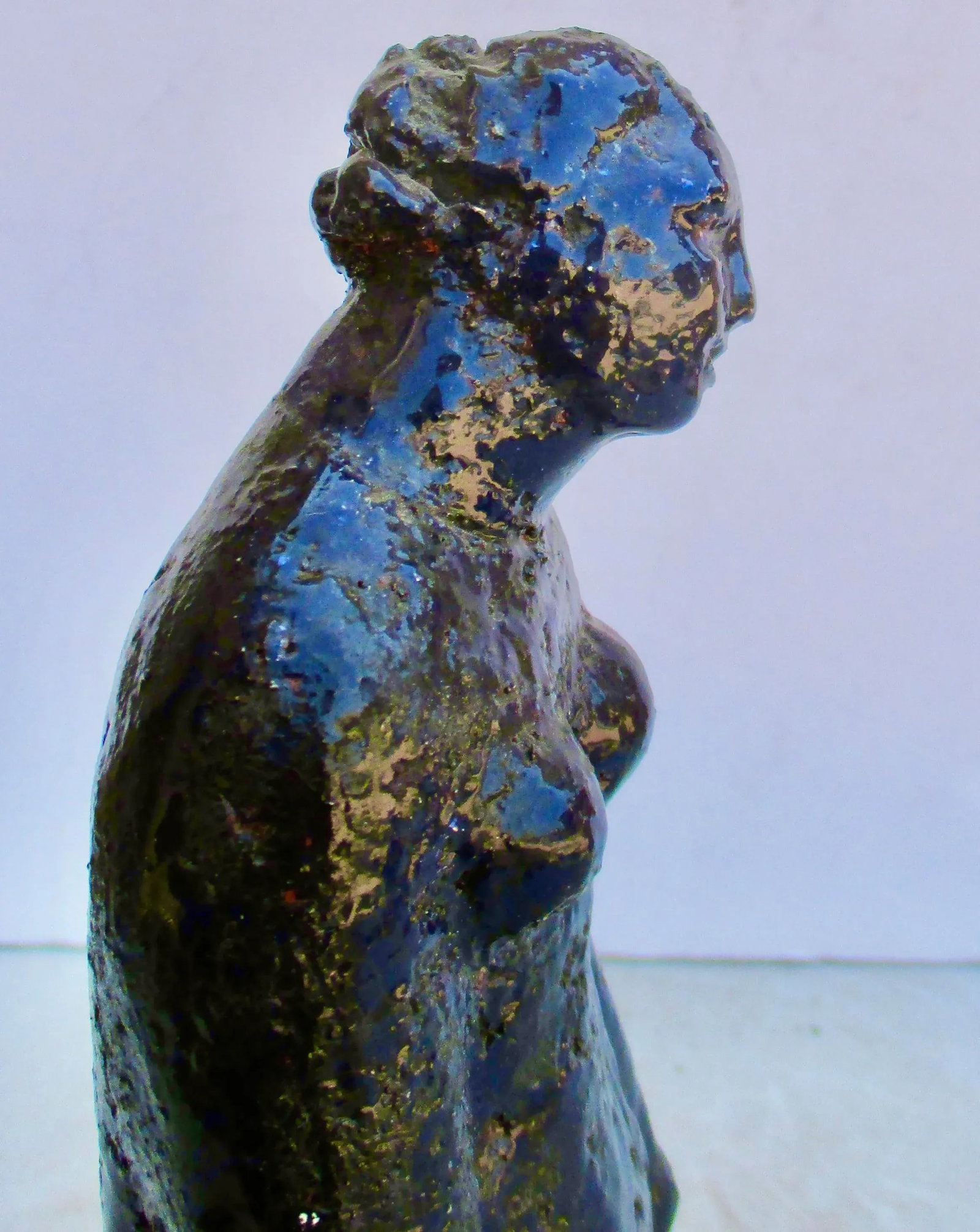 Blue Glazed Terra Cotta "Circe" Attrb to Claire McArdle Circa 80s' - 5