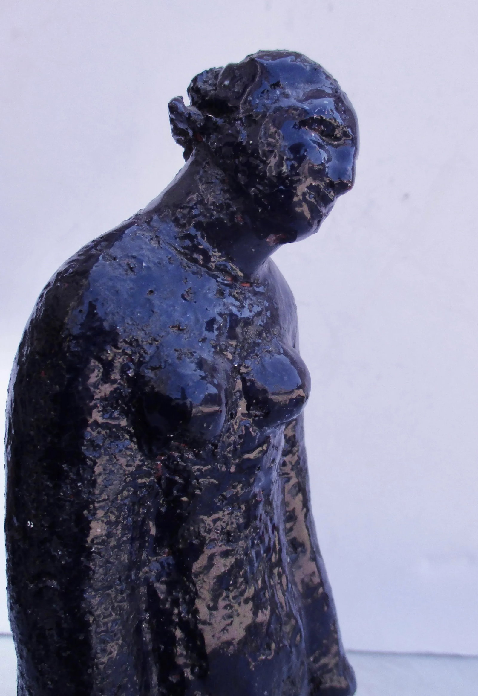 Blue Glazed Terra Cotta "Circe" Attrb to Claire McArdle Circa 80s' - 6