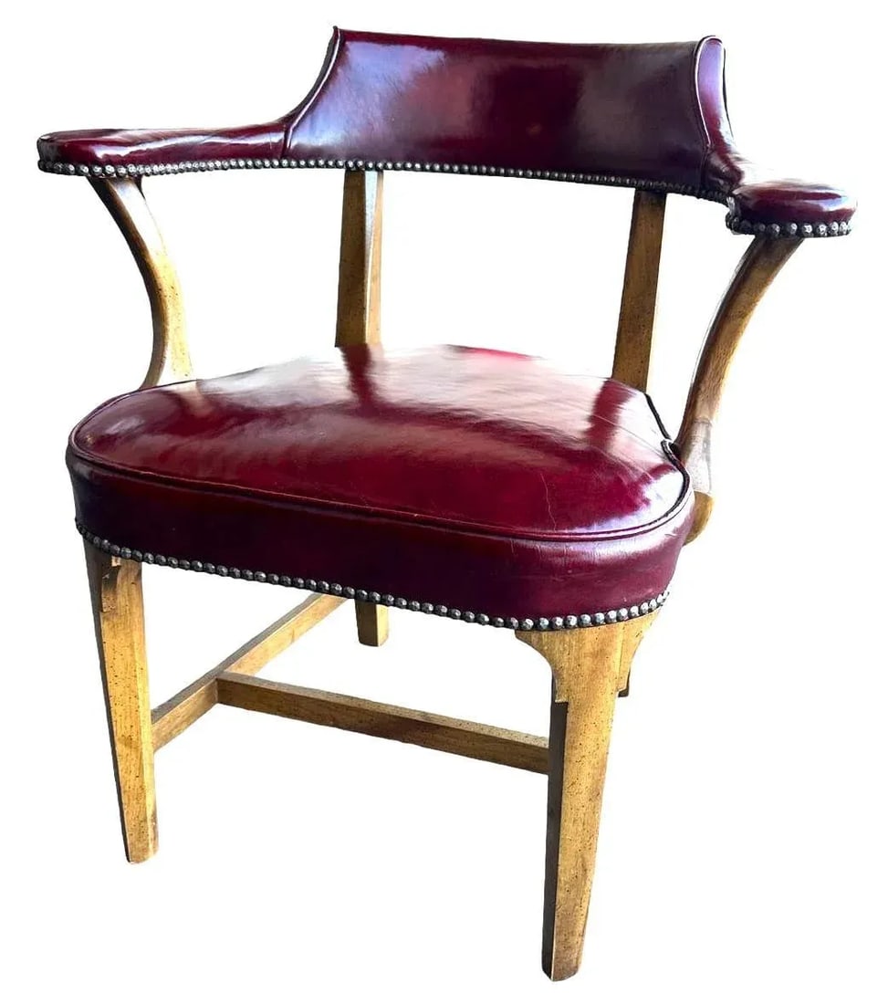 Vintage Leather Club Chair or Desk Chair by Century Furniture of Hickory - 4