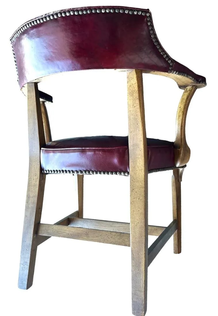 Vintage Leather Club Chair or Desk Chair by Century Furniture of Hickory - 5