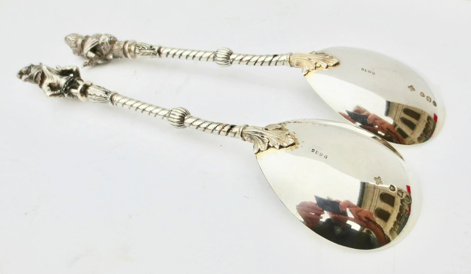 Sterling Silver English Punch & Judy Serving Spoons Dated 1893- a Set of 2 - 2