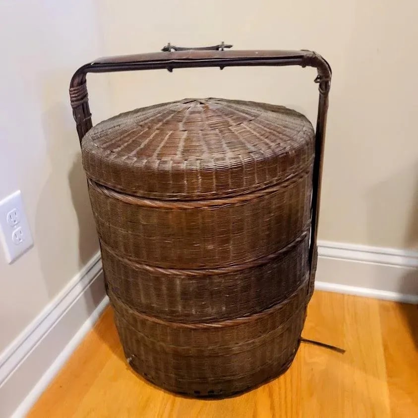 Early 20th Century Antique Chinese 3-Tier Betrothal Wedding Basket - 4