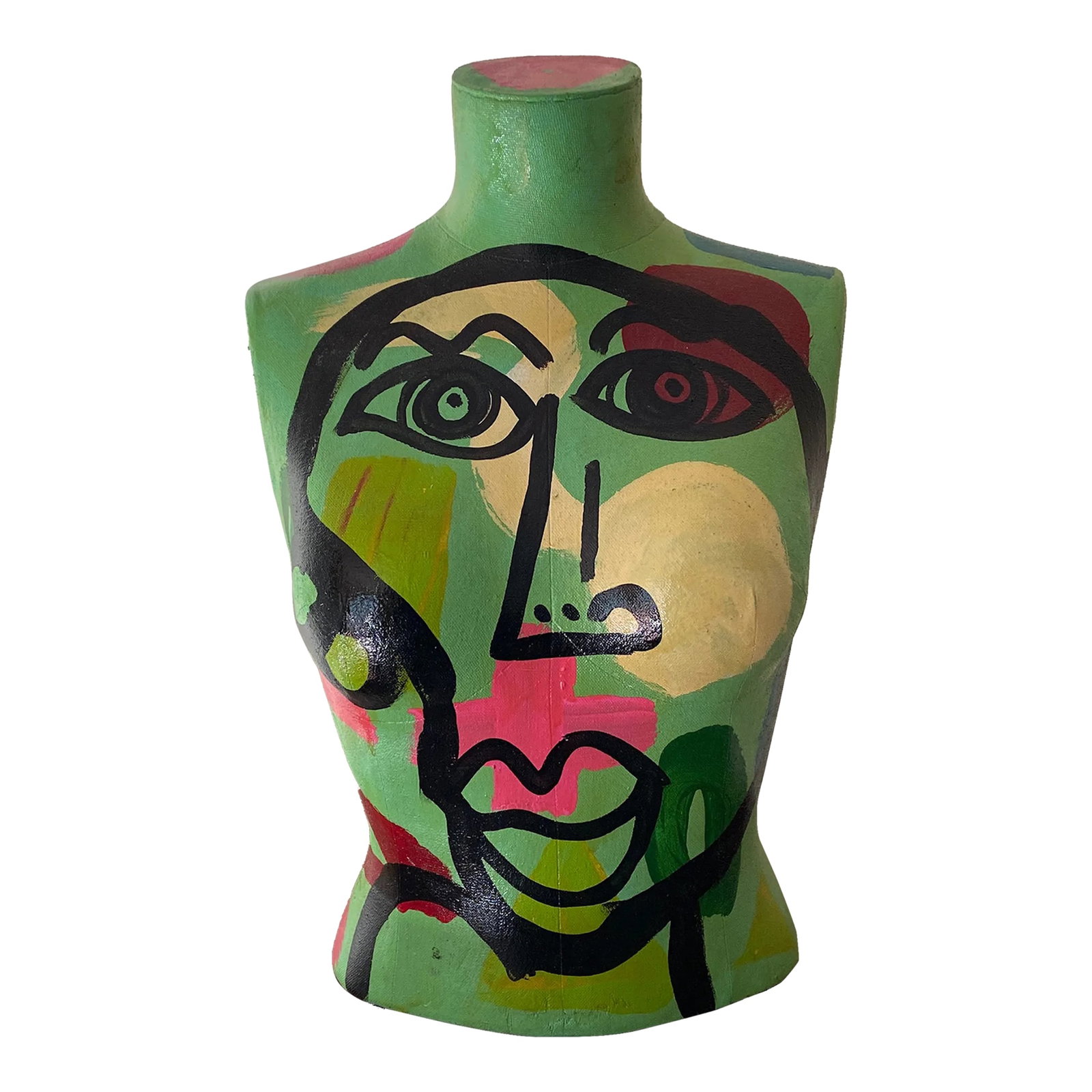 Peter Keil Original Abstract Painting Sculpture: This unique piece of art by listed artist Peter Robert Keil is a one-of-a-kind painting that captures the essence of contemporary art. The medium-sized painted torso sculpture that is sure to be a