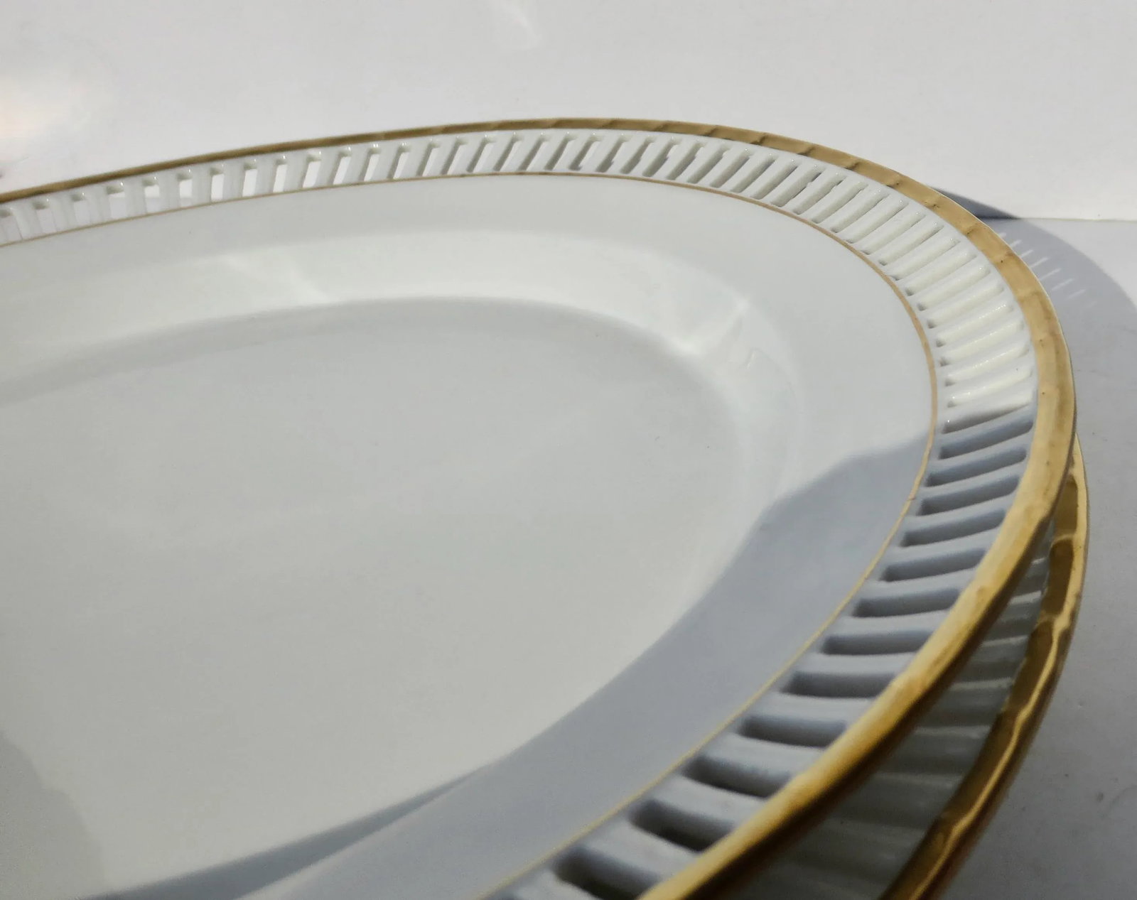 Antique KPM White Porcelain Reticulated Plates- A Pair of 2 - 4