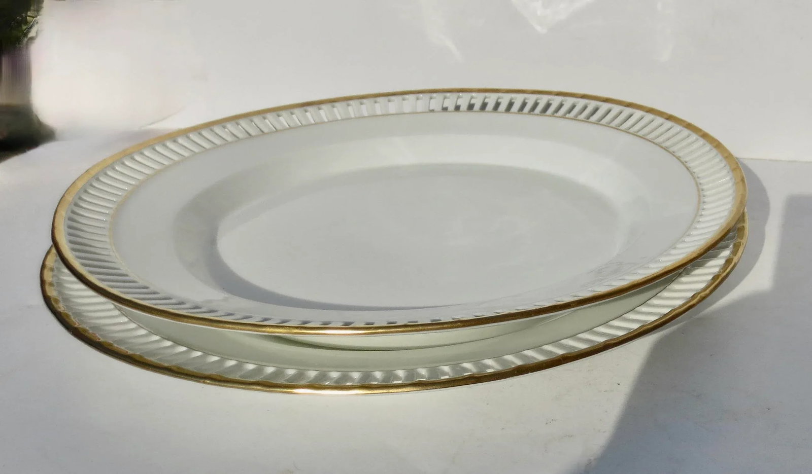 Antique KPM White Porcelain Reticulated Plates- A Pair of 2 - 6