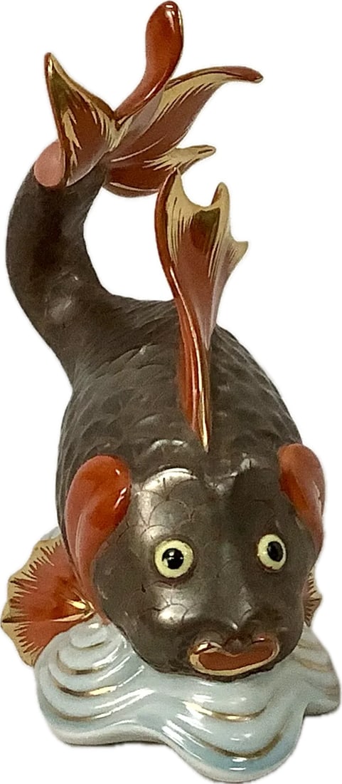 Vintage Hand-Painted Porcelain Herend Koi Fish - 8