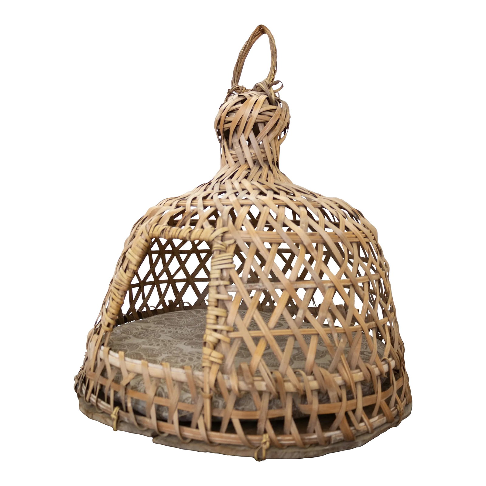 Hand Woven Rattan Pet Bed for Small Dog or Cat: This hand-woven rattan pet bed features a tropical bohemian vibe and might have originated from an Asian coastal village. I love the rustic, natural materials, bell-shaped silhouette, oversized