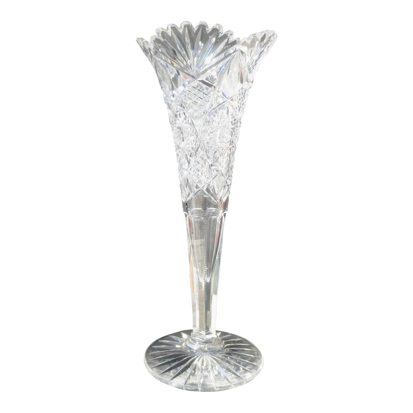 16" Trumpet Vase American Brilliant Cut Crystal Circa 1890s (1 of 6)