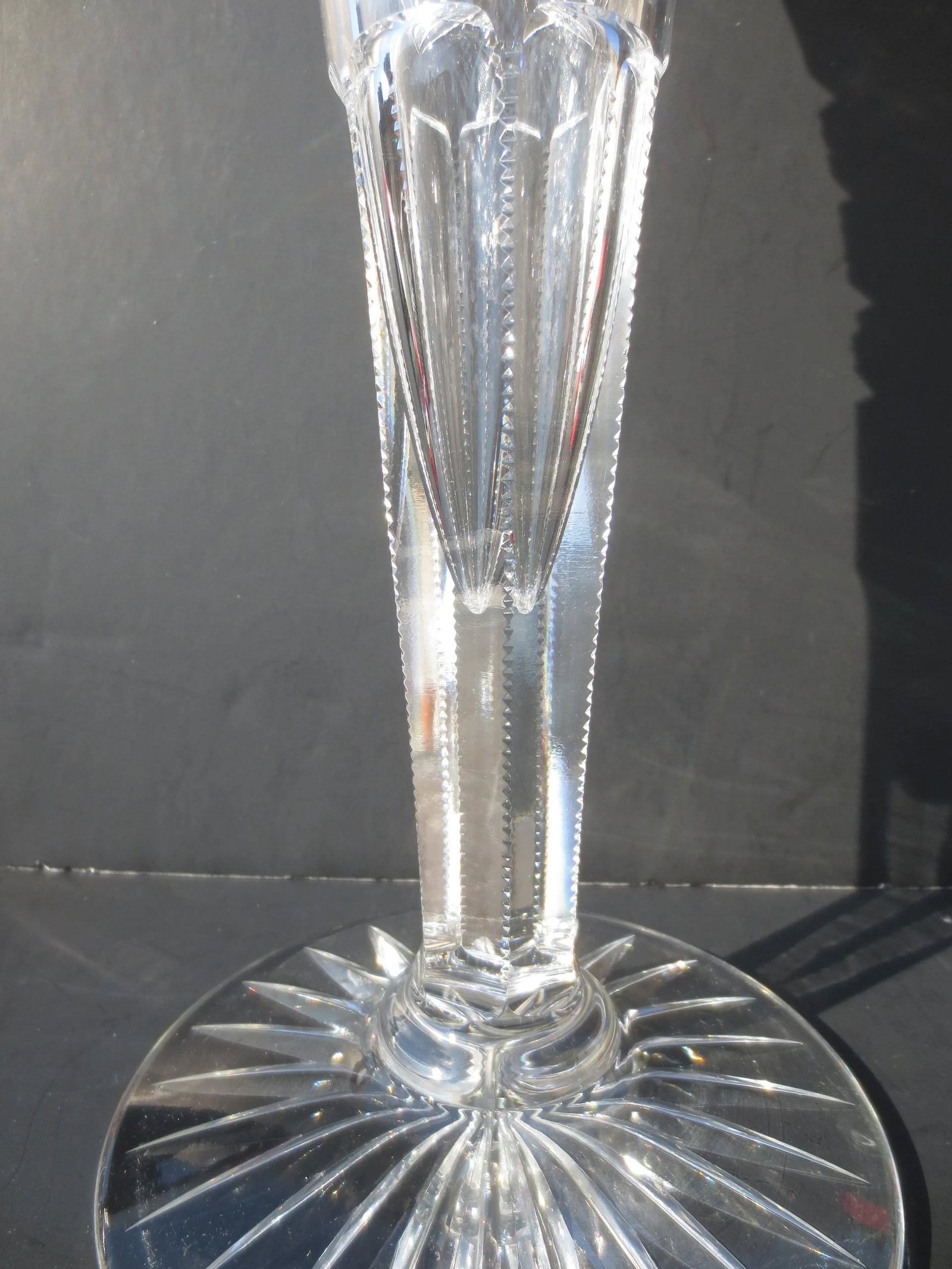 16" Trumpet Vase American Brilliant Cut Crystal Circa 1890s - 2