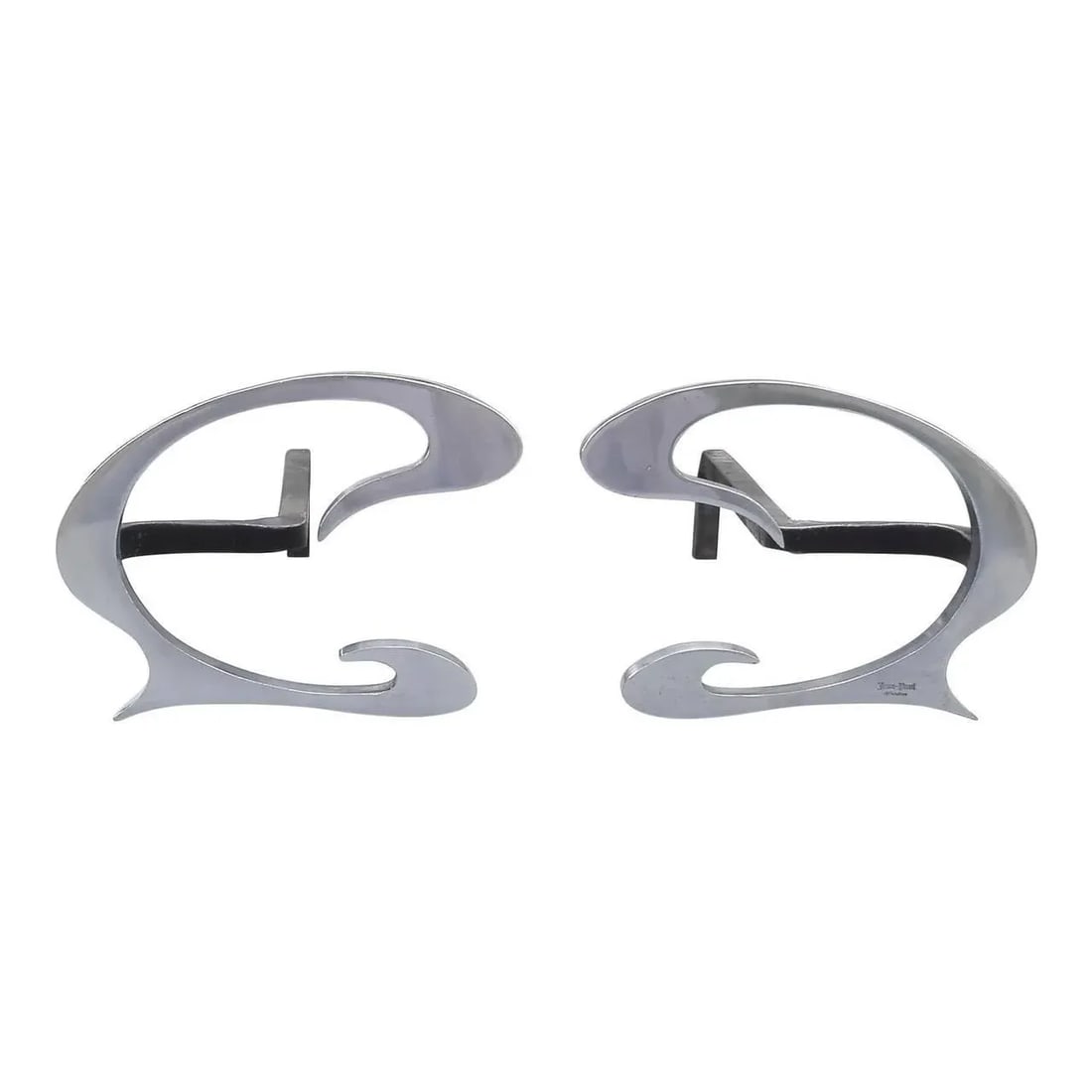 Pair of Stainless Steel 1970s Art Nouveau Andirons by Jean-Paul Creations - 2