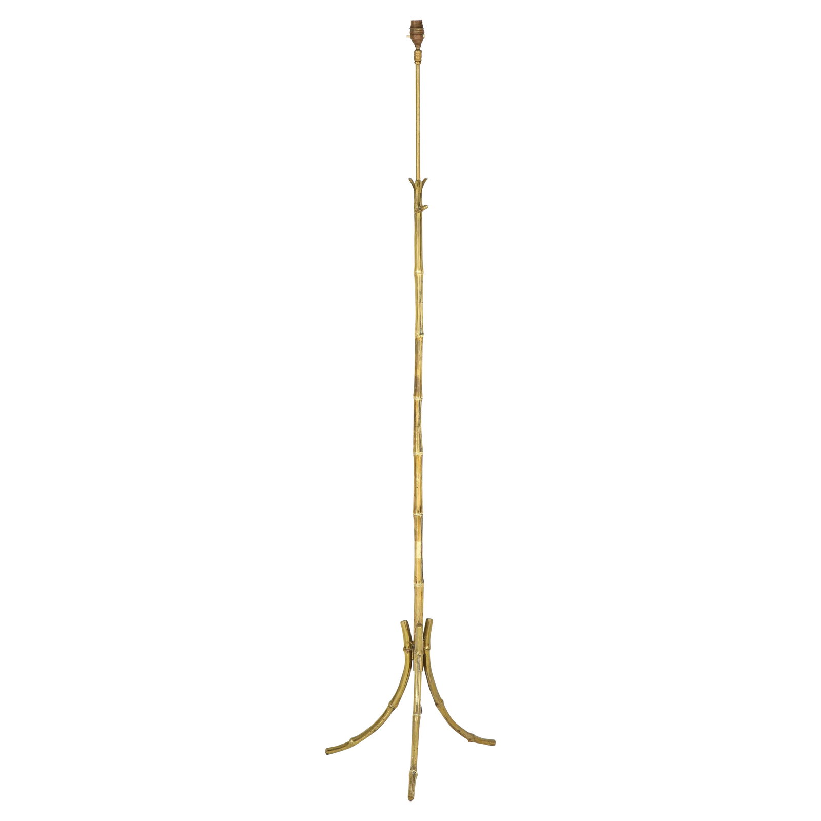 Bronze Faux Bamboo Tripod Floor Lamp by Maison Baguès, France, 1960s (1 of 12)