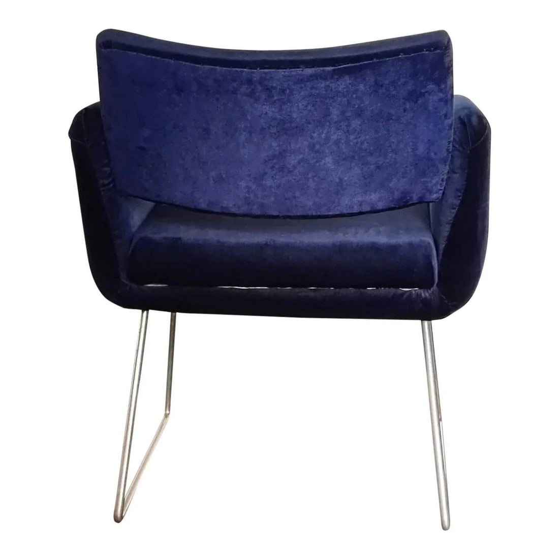 Pair of French Midcentury Modern Blue Velvet 760 Chairs by Joseph Andre Motte - 2