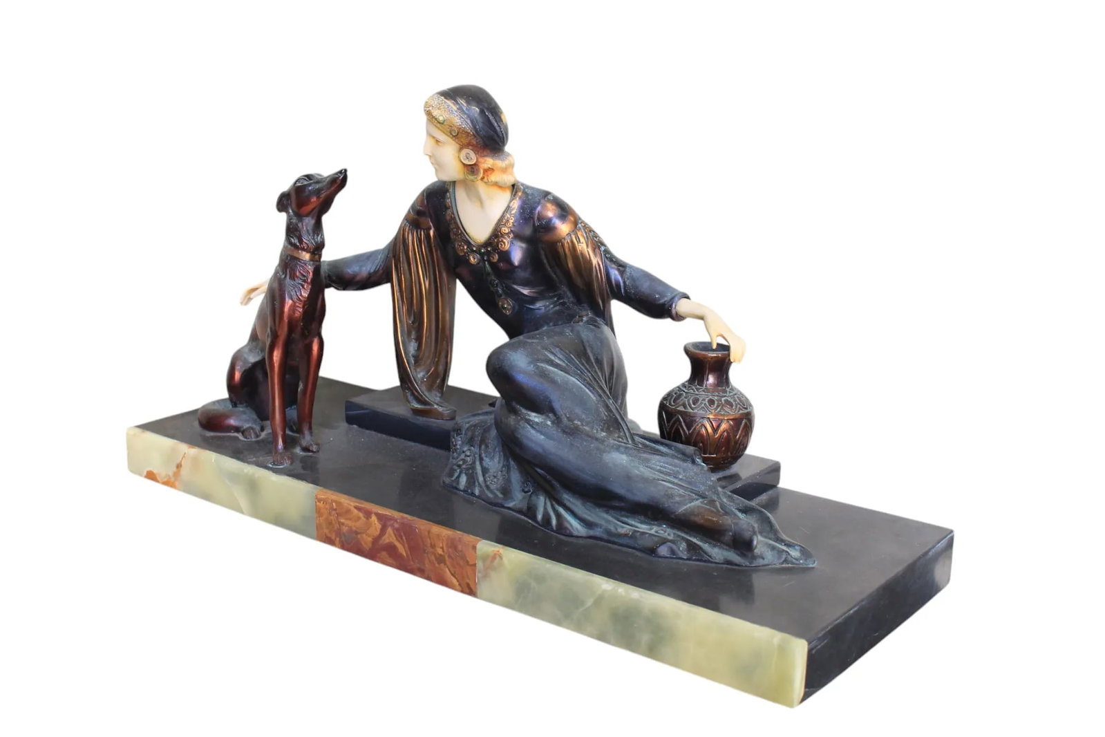 French Art Deco Chryselephantine Sculpture by Menneville & Irenée Rochard 1930 - 4
