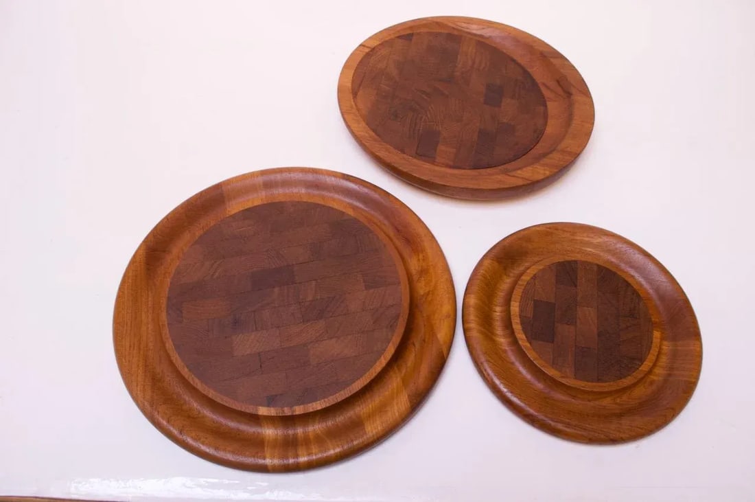 Set of Three Staved Teak Cutting Boards / Trays by Jens Quistgaard for Dansk - 13