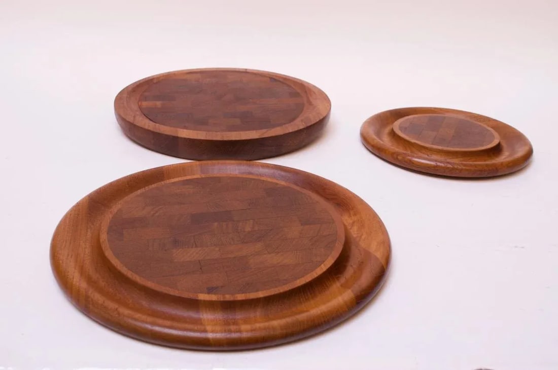 Set of Three Staved Teak Cutting Boards / Trays by Jens Quistgaard for Dansk - 2