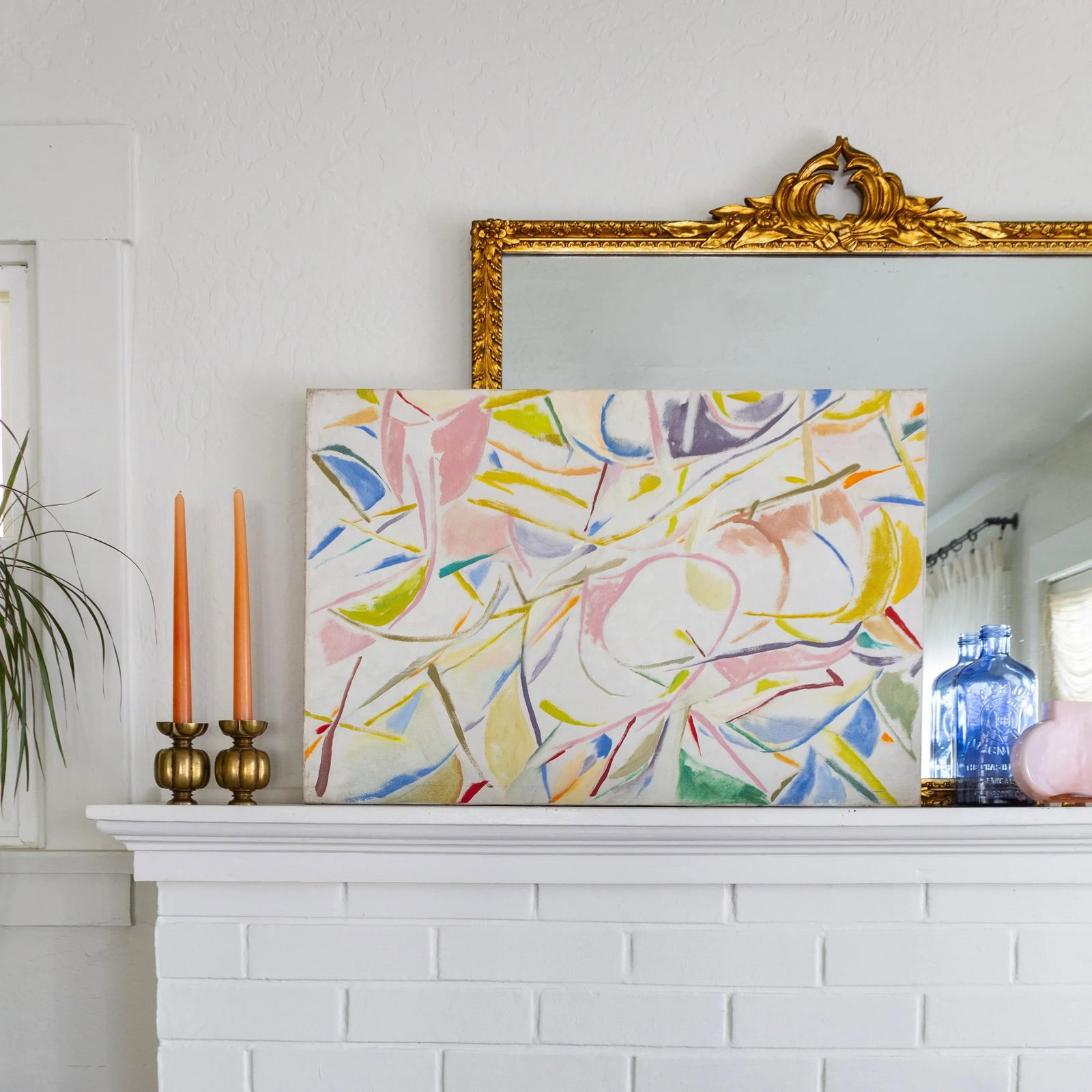 Colorful Abstract Original Painting on Canvas Mid Century Modern - 2