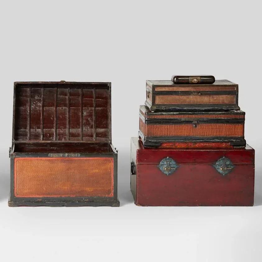19th Century Chinese Fine Woven Lacquered Trunk - 10