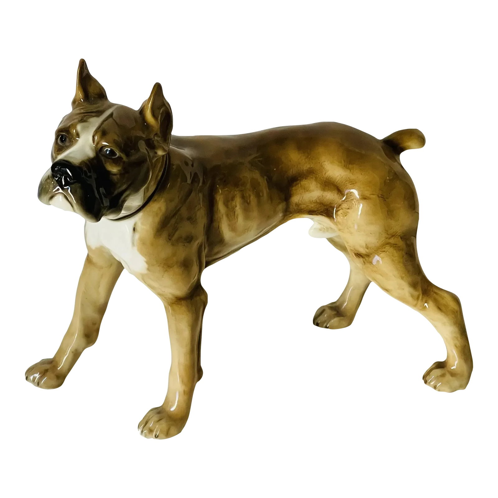 1930s Glazed Porcelain Dog Sculpture: 9,5" antique realistic dog sculpture figurine. Glazed porcelain. Collectible. Condition: Alterations: Original Condition Unaltered Imperfections: Some Imperfections Condition Notes: Good Origin: